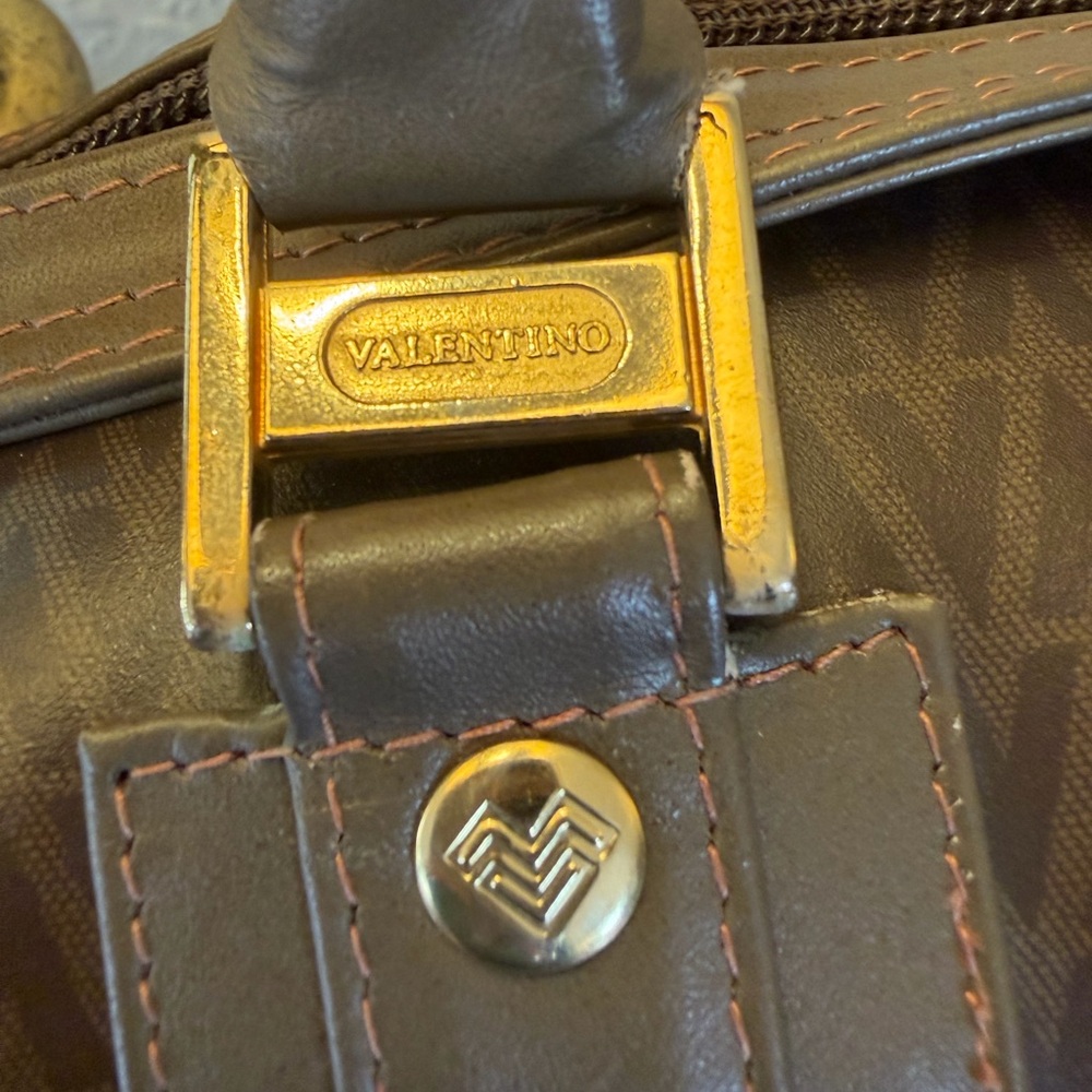 Valentino Brown and Gold Satchel Bag - Picture 2 of 11